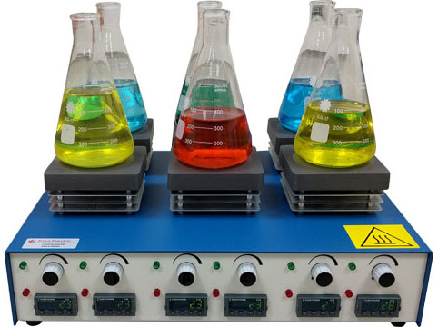 Digital Hotplate magnetic stirrer 115x115mm 6 places 300degC